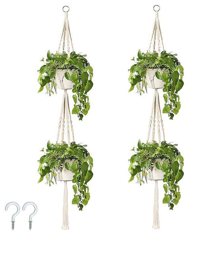 Macrame plant hanger, plant hangers indoor, hanging planters, Handmade weaving, hanging planters indoor, Natural organic cotton,hanging planters indoor, set of 2, Double