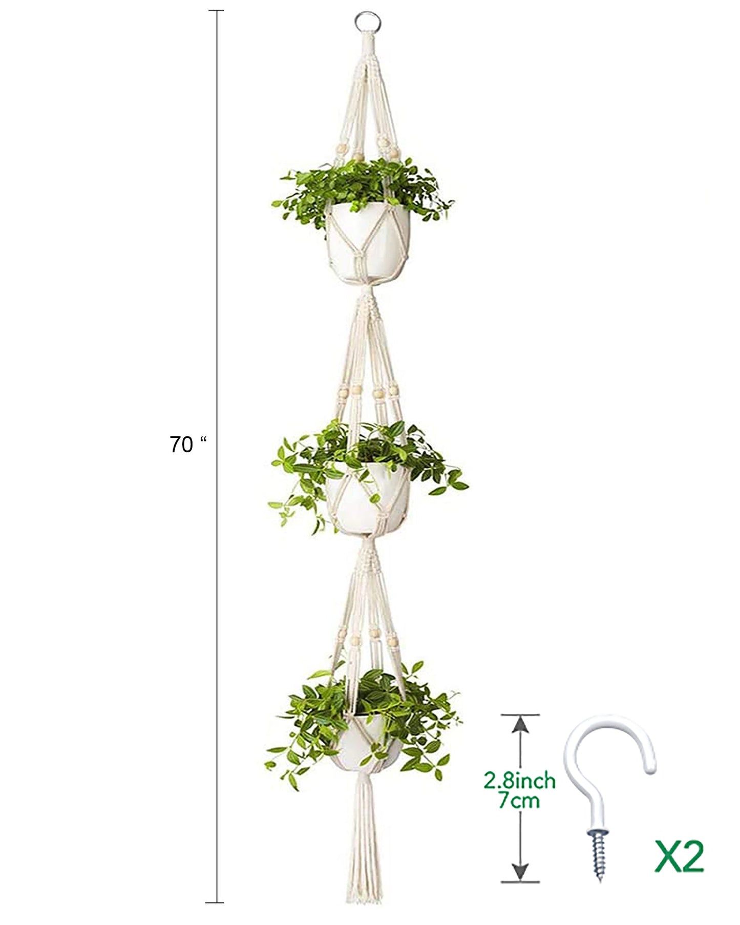 set of 2 Macrame plant hanger plant hangers indoor Handmade weaving  3 Layer