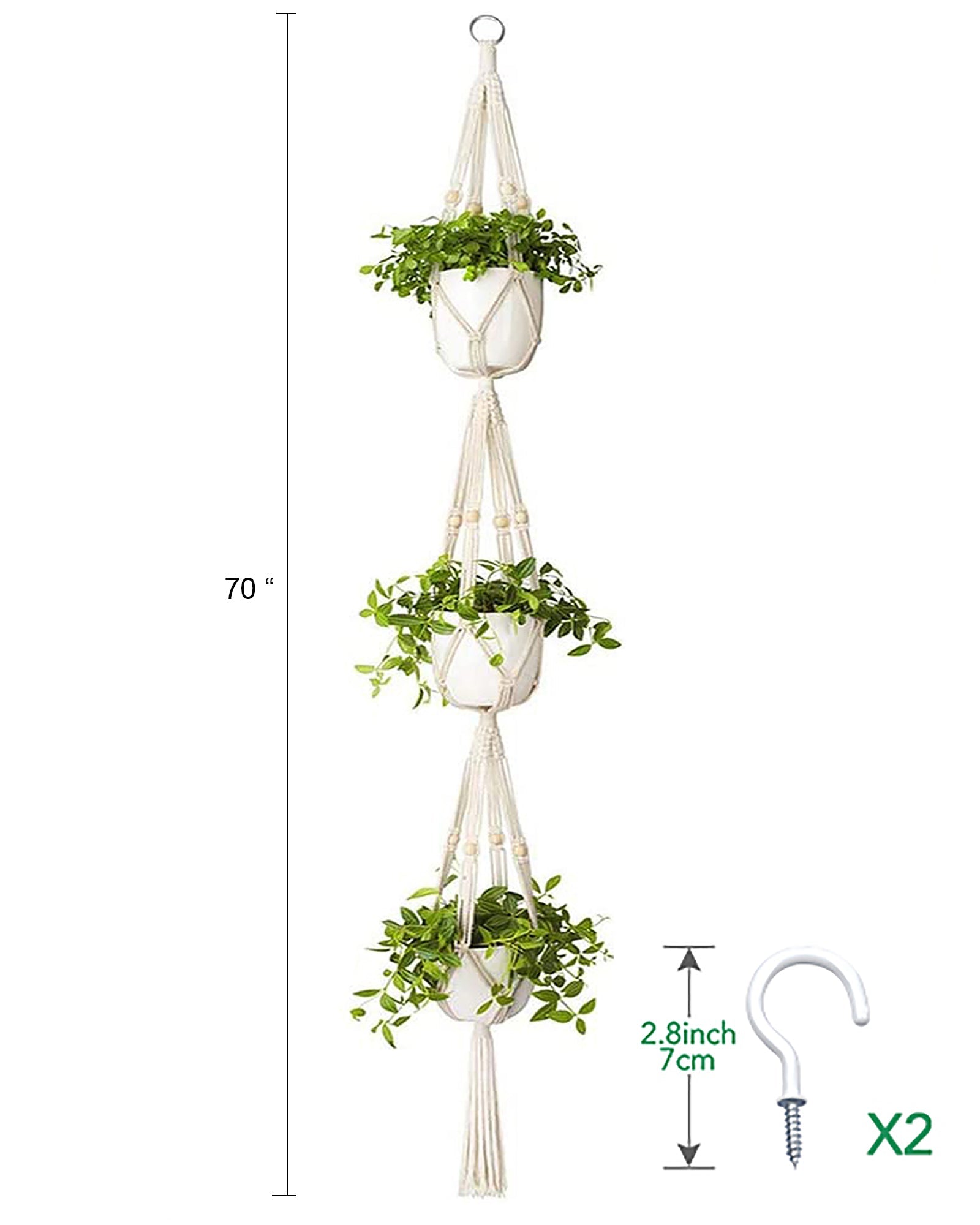 set of 2 Macrame plant hanger plant hangers indoor Handmade weaving  3 Layer