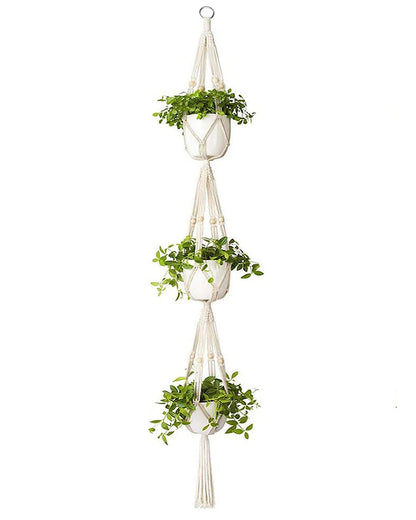 set of 2 Macrame plant hanger plant hangers indoor Handmade weaving  3 Layer