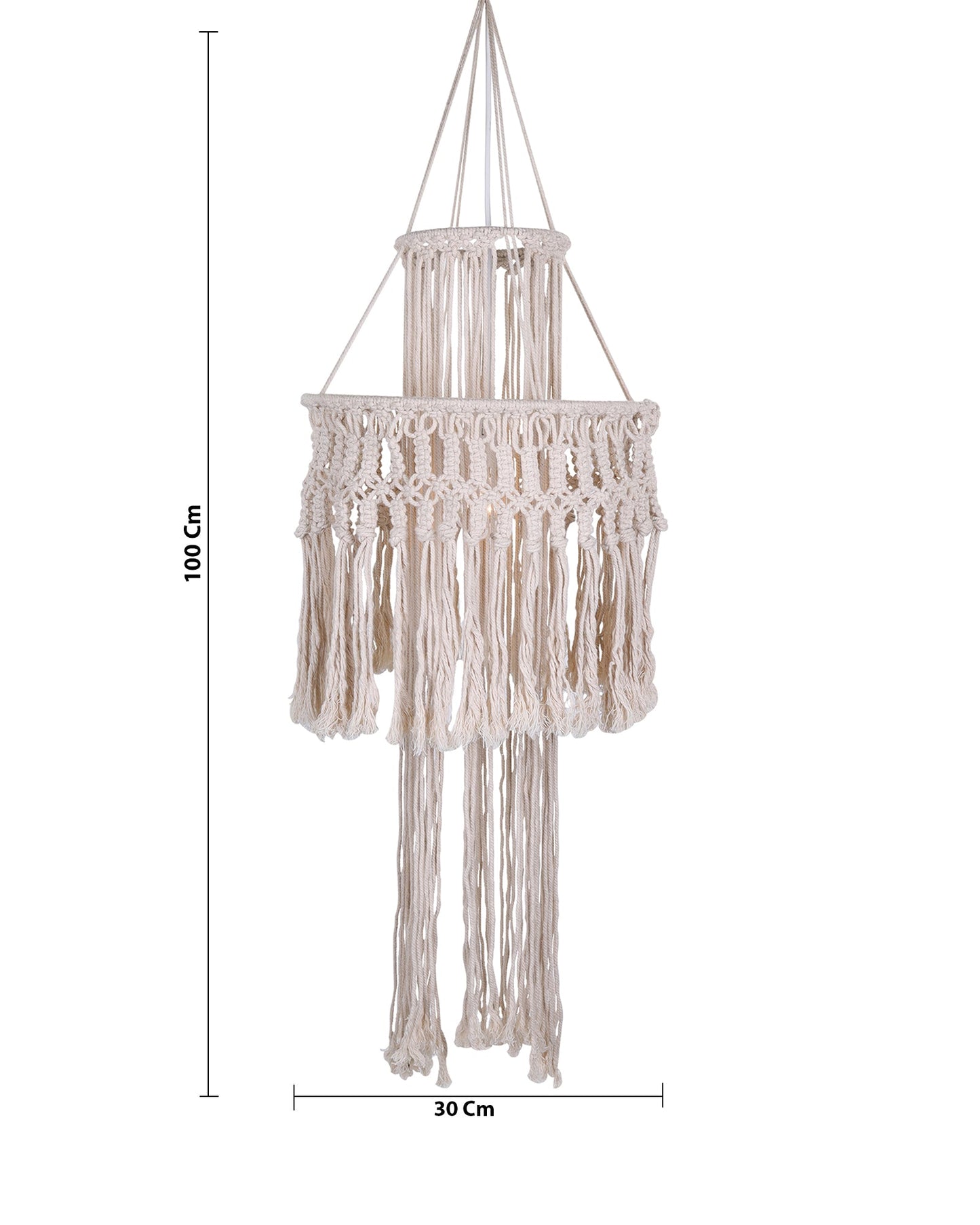 Macrame Lamp Shade Boho Hanging Pendant Light Cover,Handmade Woven Bohemian Decoration Chandelier Shade for Modern Office Bedroom Living Room Nursery Dorm, E27
