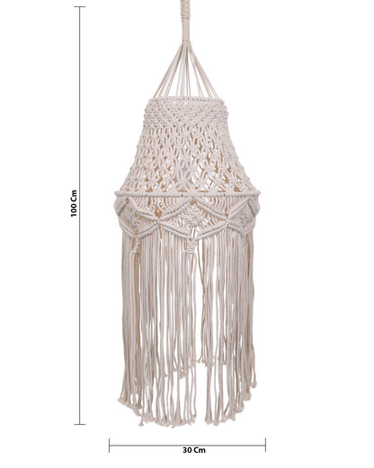 Macrame Lamp Shade Boho Hanging Pendant Light Cover,Handmade Woven Bohemian Decoration Chandelier Shade for Modern Office Bedroom Living Room Nursery Dorm, E27
