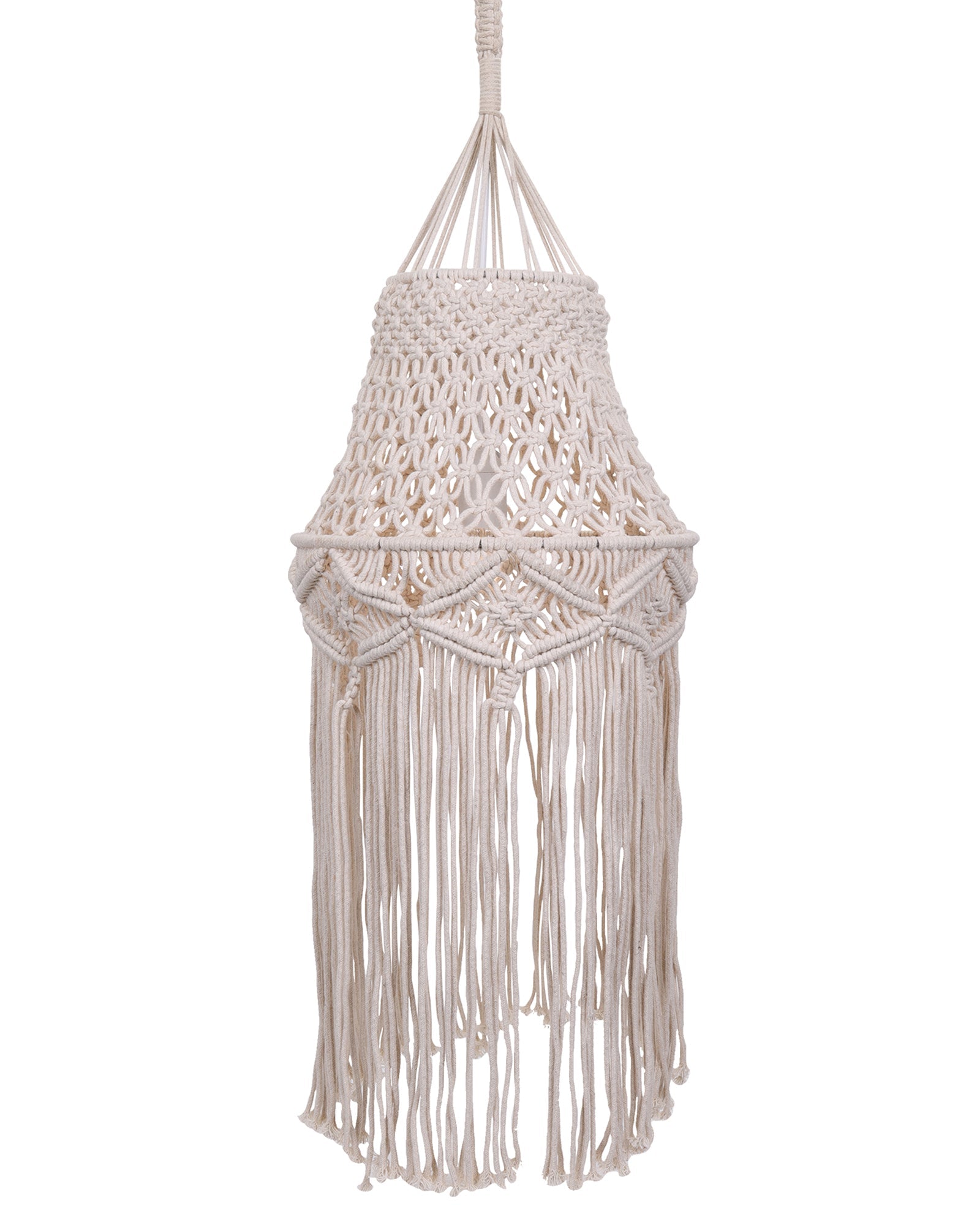 Macrame Lamp Shade Boho Hanging Pendant Light Cover,Handmade Woven Bohemian Decoration Chandelier Shade for Modern Office Bedroom Living Room Nursery Dorm, E27