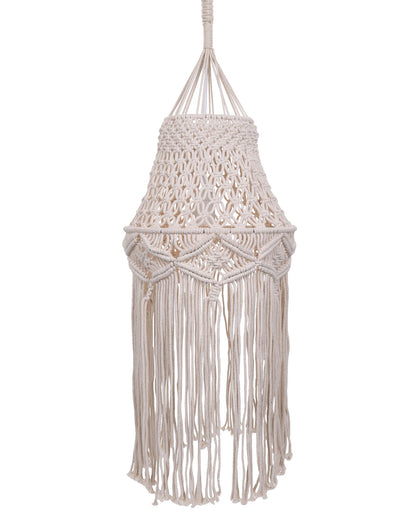 Macrame Lamp Shade Boho Hanging Pendant Light Cover,Handmade Woven Bohemian Decoration Chandelier Shade for Modern Office Bedroom Living Room Nursery Dorm, E27