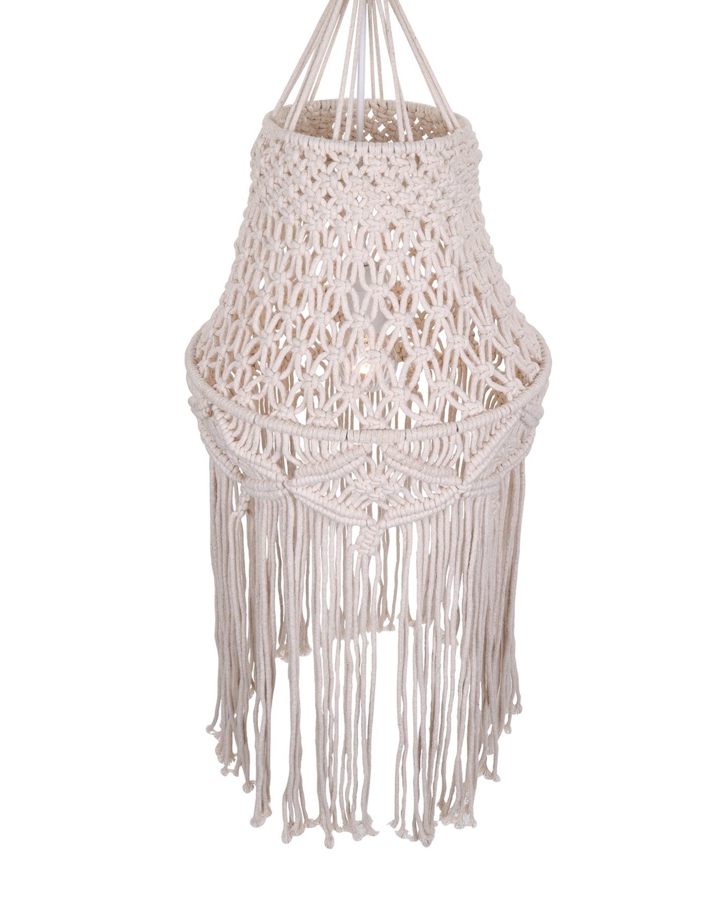 Macrame Lamp Shade Boho Hanging Pendant Light Cover,Handmade Woven Bohemian Decoration Chandelier Shade for Modern Office Bedroom Living Room Nursery Dorm, E27