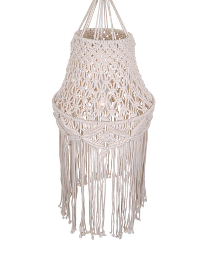 Macrame Lamp Shade Boho Hanging Pendant Light Cover,Handmade Woven Bohemian Decoration Chandelier Shade for Modern Office Bedroom Living Room Nursery Dorm, E27
