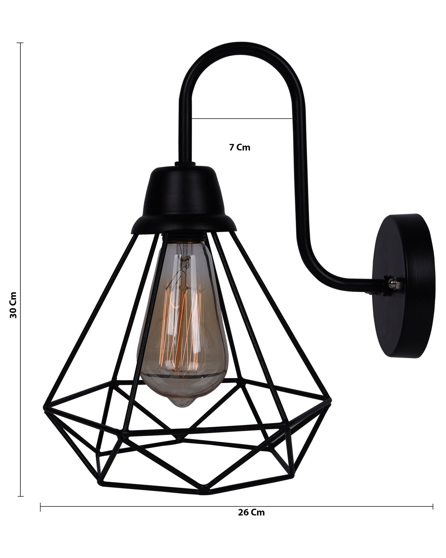 Farmhouse Metal Diamond Cage Vanity Industrial Wall Sconce Lighting, Edison Rustic Wall Light Fixture for Balcony, Living Room, Lobby, Black, set of 1