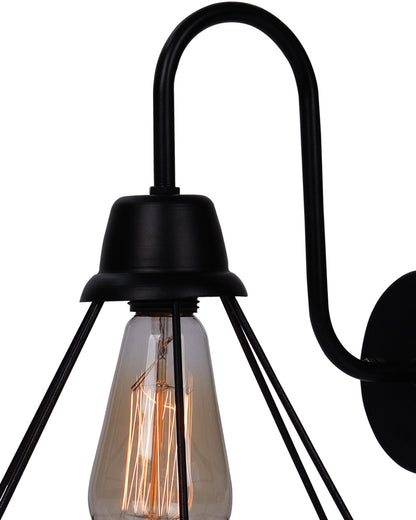Farmhouse Metal Diamond Cage Vanity Industrial Wall Sconce Lighting, Edison Rustic Wall Light Fixture for Balcony, Living Room, Lobby, Black, set of 1