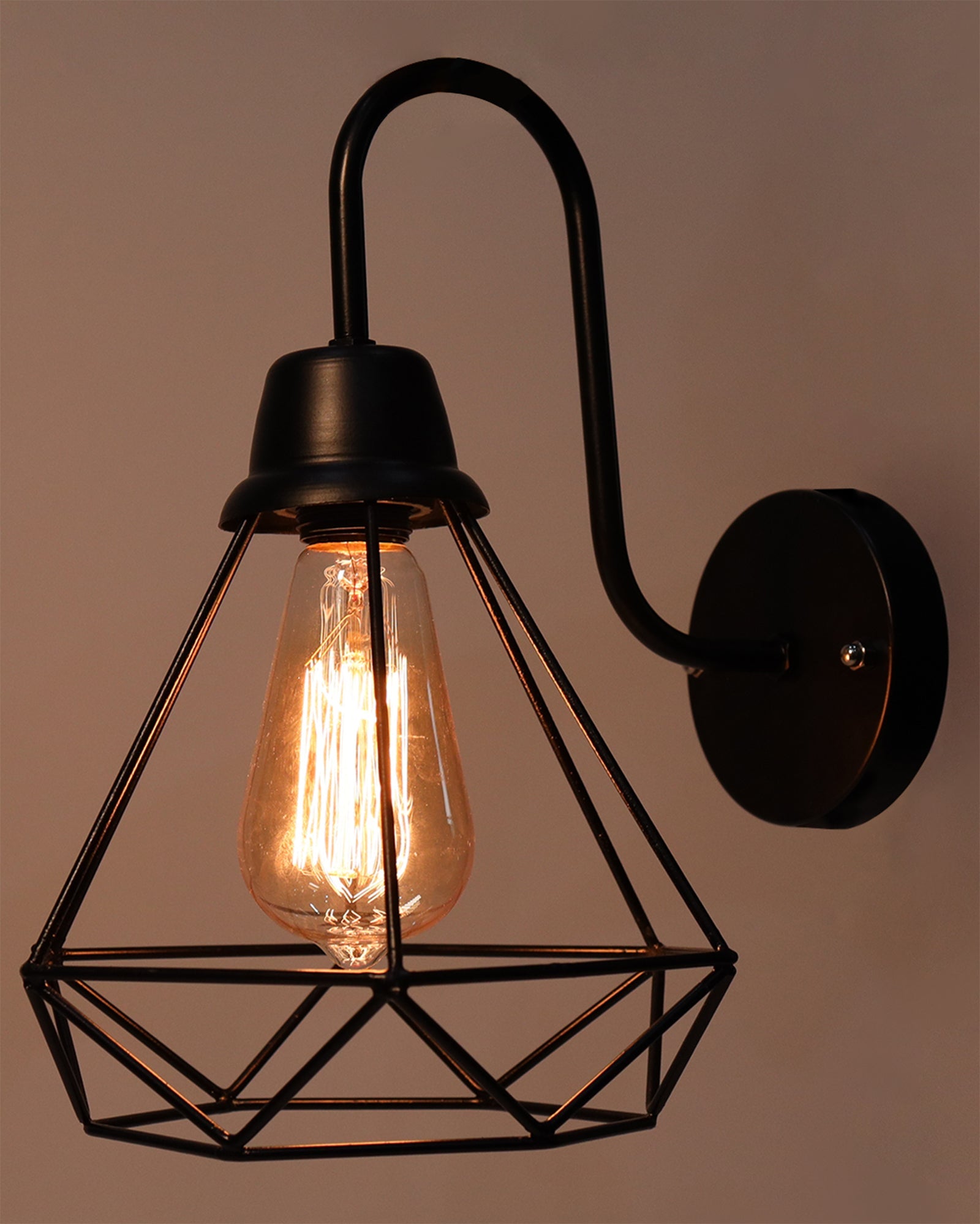 Farmhouse Metal Diamond Cage Vanity Industrial Wall Sconce Lighting, Edison Rustic Wall Light Fixture for Balcony, Living Room, Lobby, set of 2