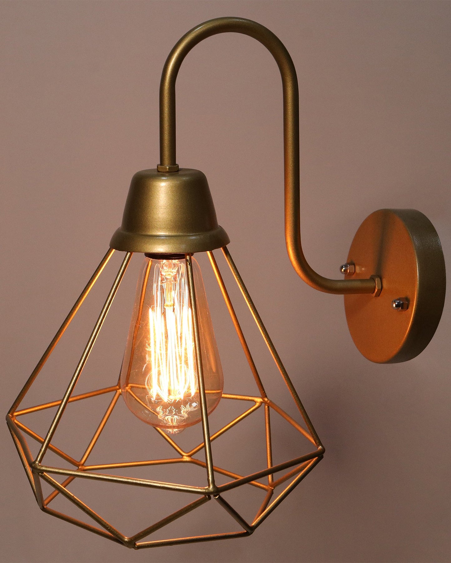 Farmhouse Metal Diamond Cage Vanity Industrial Wall Sconce Lighting, Edison Rustic Wall Light Fixture for Balcony, Living Room, Lobby, Black, set of 1