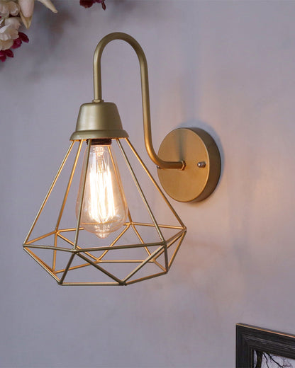 Farmhouse Metal Diamond Cage Vanity Industrial Wall Sconce Lighting, Edison Rustic Wall Light Fixture for Balcony, Living Room, Lobby, Black, set of 1