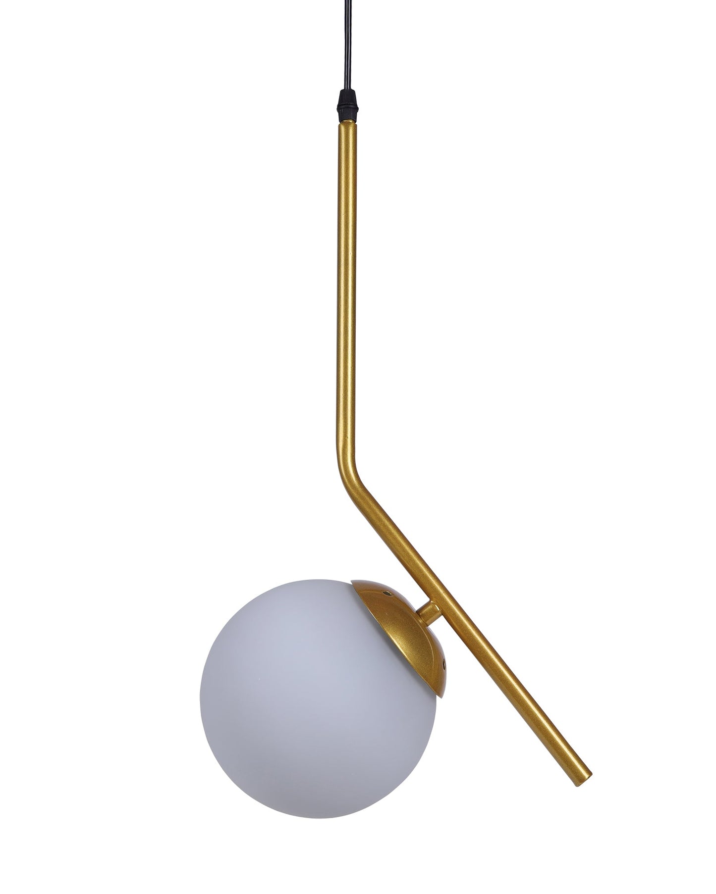 Mid Century Modern Light Chandelier Lighting, White Frosted Glass Globe Lampshade Pendant Indoor Hanging Light Fixture, Golden Tilt L