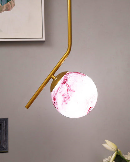Mid Century Modern Golden Light Chandelier , Planet Series Frosted Glass Globe Lampshade Pendant Indoor Hanging Light Fixture, Tilt L
