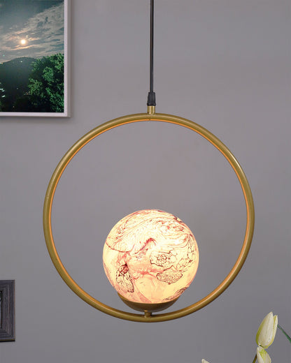 Mid Century Modern Golden Light Chandelier , Planet Series Frosted Glass Globe Lampshade Pendant Indoor Hanging Light Fixture, Round