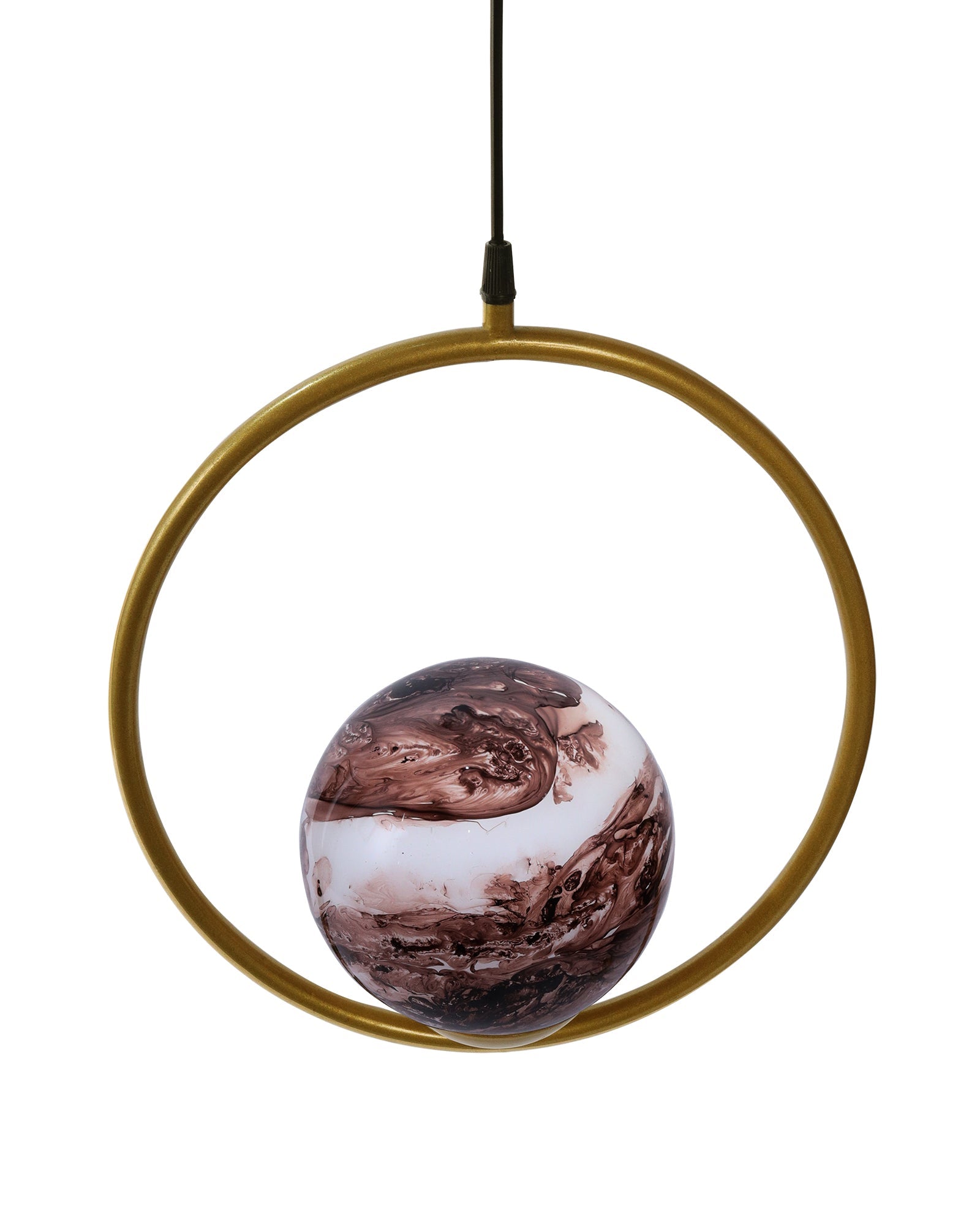Mid Century Modern Golden Light Chandelier , Planet Series Frosted Glass Globe Lampshade Pendant Indoor Hanging Light Fixture, Round