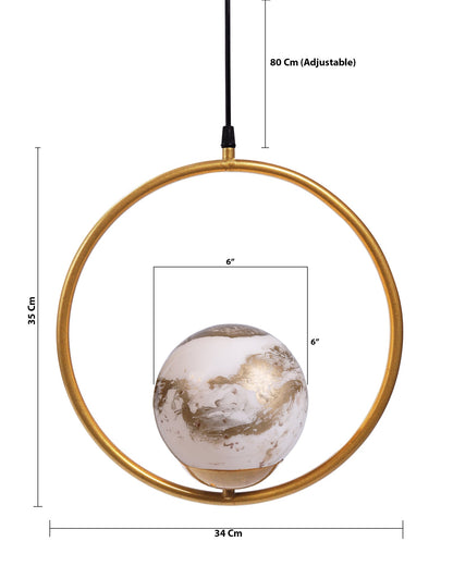 Mid Century Modern Golden Light Chandelier , Planet Series Frosted Glass Globe Lampshade Pendant Indoor Hanging Light Fixture, Round