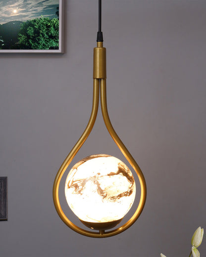 Mid Century Modern Golden Light Chandelier , Planet Series Frosted Glass Globe Lampshade Pendant Indoor Hanging Light Fixture, Water Drop