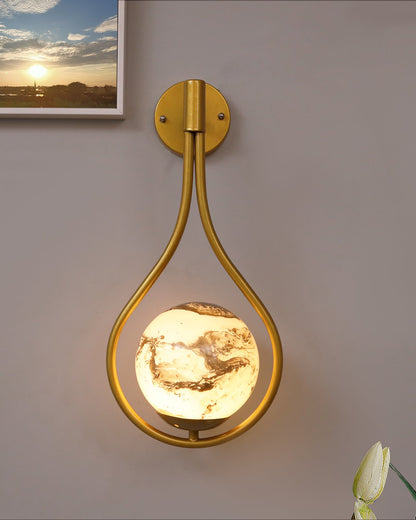 Mid Century Modern Golden Light Wall lamp , Planet Series Frosted Glass Globe Lampshade Light Indoor Hanging Light Fixture, Wall Drop