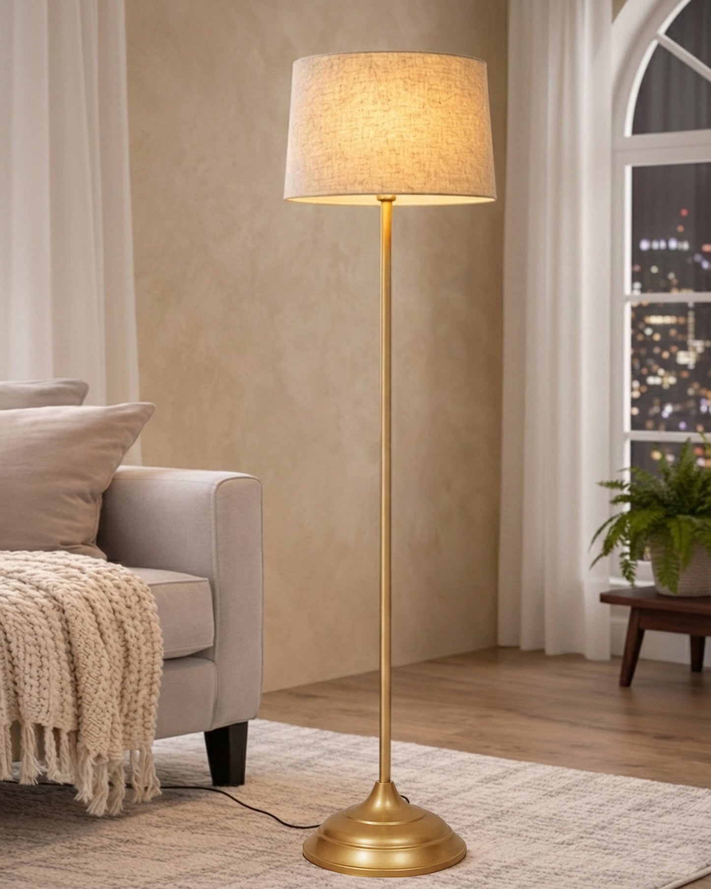 Contemporary Metal Floor Lamp,Contemporary Minimalist Standing Floor Light with Iron Legs, E27 Lamp Base, Modern Design Standing Light for Living Room,Bedroom,Antique Gold