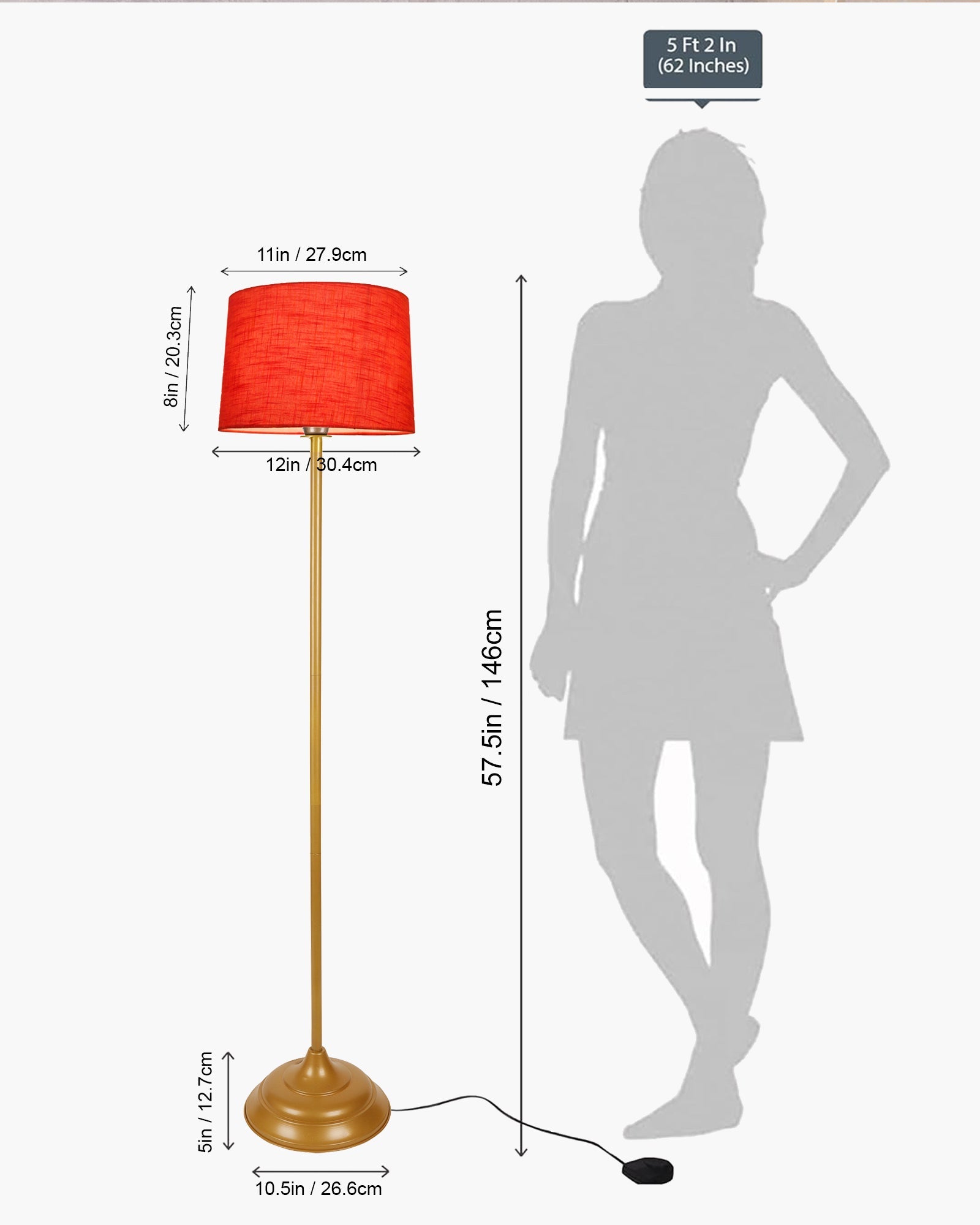 Contemporary Metal Floor Lamp,Contemporary Minimalist Standing Floor Light with Iron Legs, E27 Lamp Base, Modern Design Standing Light for Living Room,Bedroom,Antique Gold