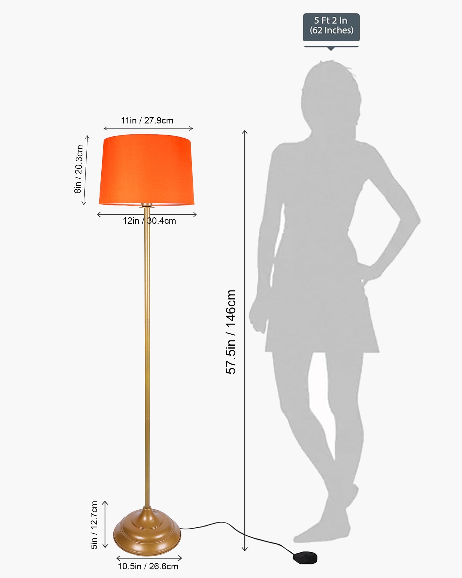 Contemporary Metal Floor Lamp,Contemporary Minimalist Standing Floor Light with Iron Legs, E27 Lamp Base, Modern Design Standing Light for Living Room,Bedroom,Antique Gold