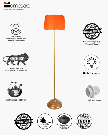 Contemporary Metal Floor Lamp,Contemporary Minimalist Standing Floor Light with Iron Legs, E27 Lamp Base, Modern Design Standing Light for Living Room,Bedroom,Antique Gold