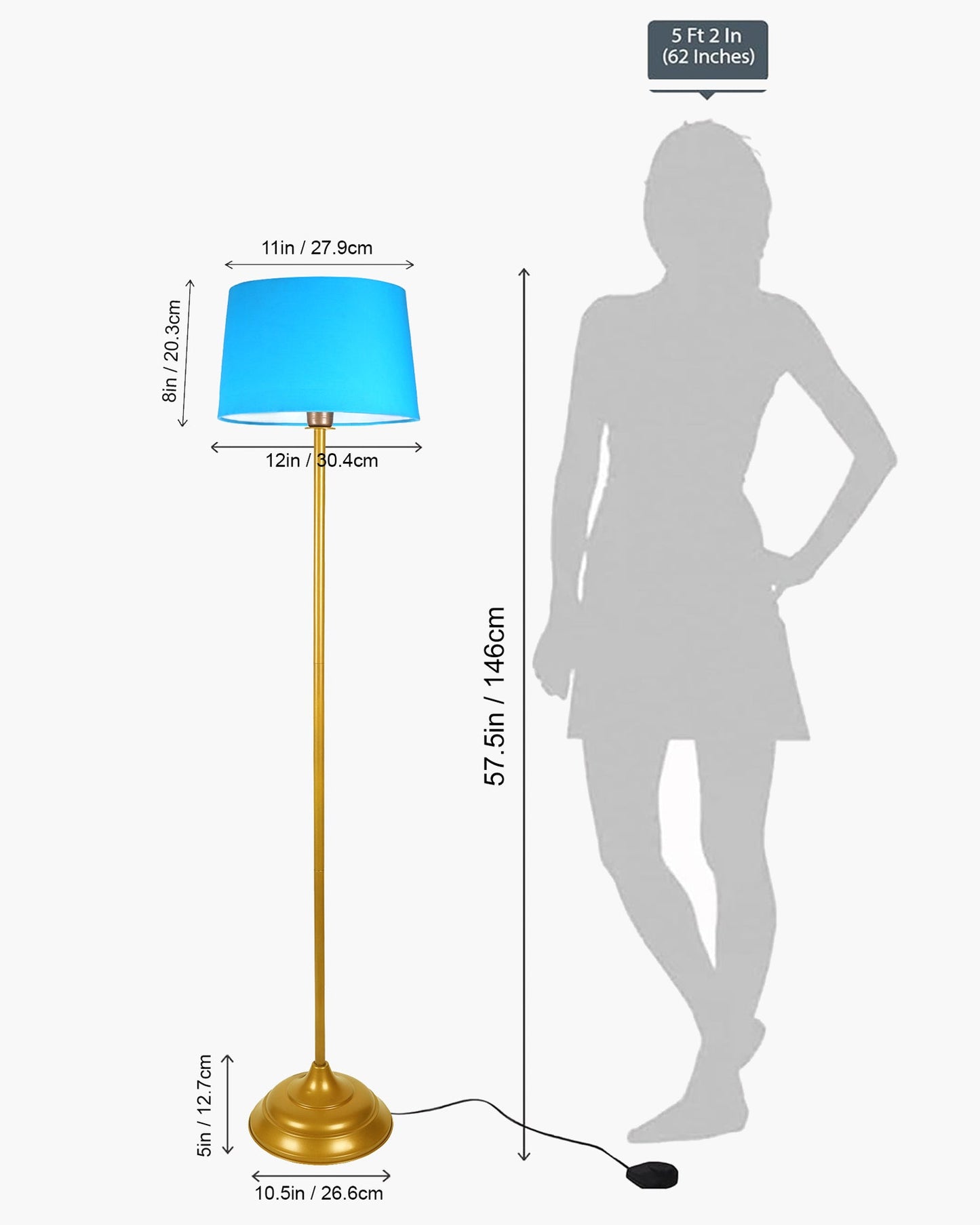 Contemporary Metal Floor Lamp,Contemporary Minimalist Standing Floor Light with Iron Legs, E27 Lamp Base, Modern Design Standing Light for Living Room,Bedroom,Antique Gold