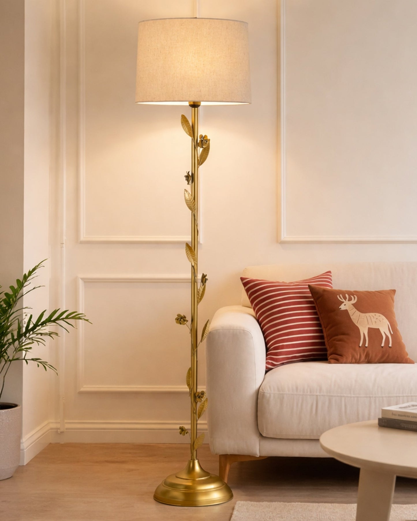 Contemporary Metal Floor Lamp,Contemporary Minimalist Standing Floor Light with Iron Legs, E27 Lamp Base, Modern Design Standing Light for Living Room,Bedroom,Antique Gold