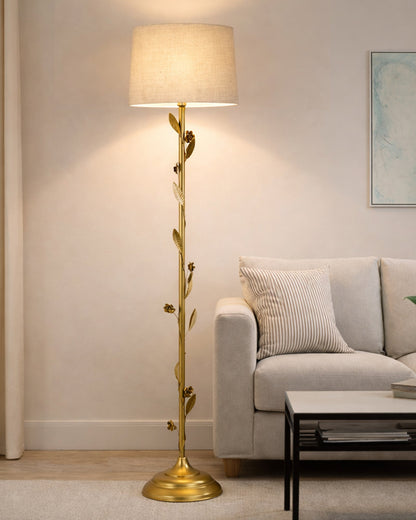 Contemporary Metal Floor Lamp,Contemporary Minimalist Standing Floor Light with Iron Legs, E27 Lamp Base, Modern Design Standing Light for Living Room,Bedroom,Antique Gold