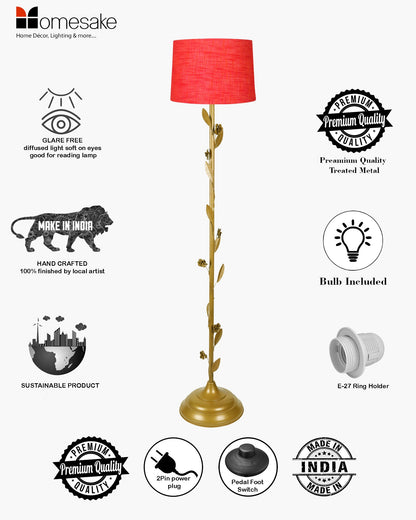 Contemporary Metal Floor Lamp,Contemporary Minimalist Standing Floor Light with Iron Legs, E27 Lamp Base, Modern Design Standing Light for Living Room,Bedroom,Antique Gold