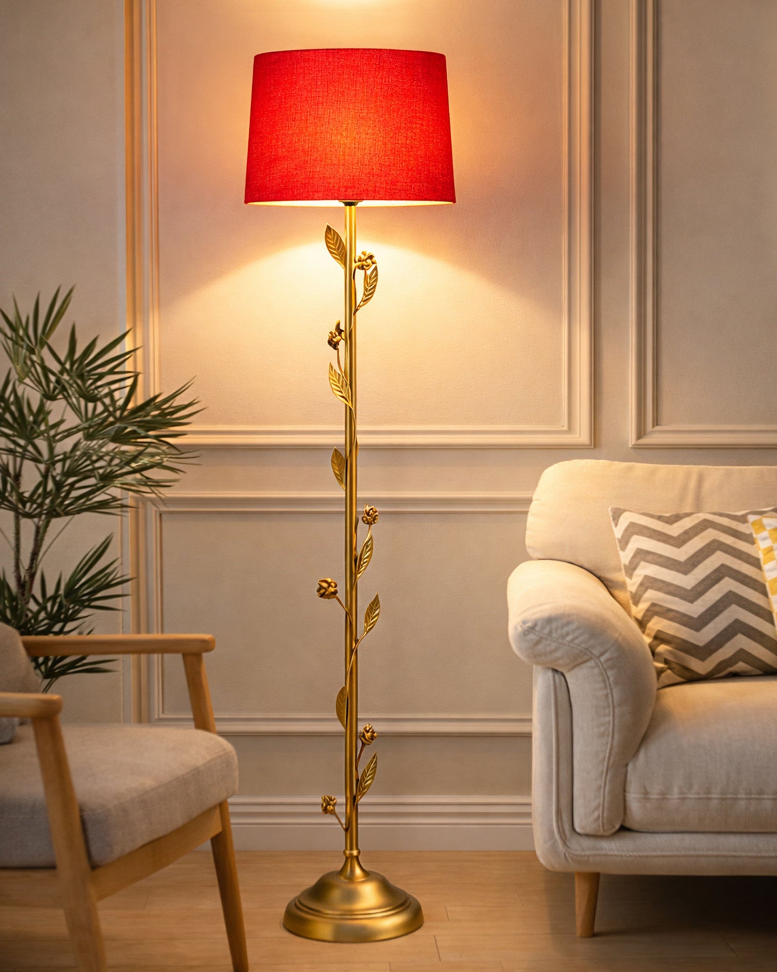 Contemporary Metal Floor Lamp,Contemporary Minimalist Standing Floor Light with Iron Legs, E27 Lamp Base, Modern Design Standing Light for Living Room,Bedroom,Antique Gold