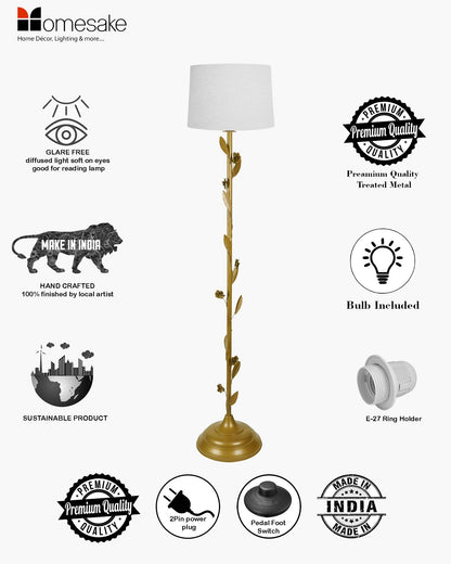 Contemporary Metal Floor Lamp,Contemporary Minimalist Standing Floor Light with Iron Legs, E27 Lamp Base, Modern Design Standing Light for Living Room,Bedroom,Antique Gold