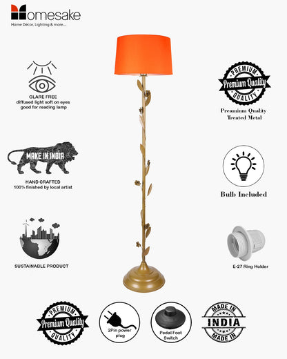 Contemporary Metal Floor Lamp,Contemporary Minimalist Standing Floor Light with Iron Legs, E27 Lamp Base, Modern Design Standing Light for Living Room,Bedroom,Antique Gold