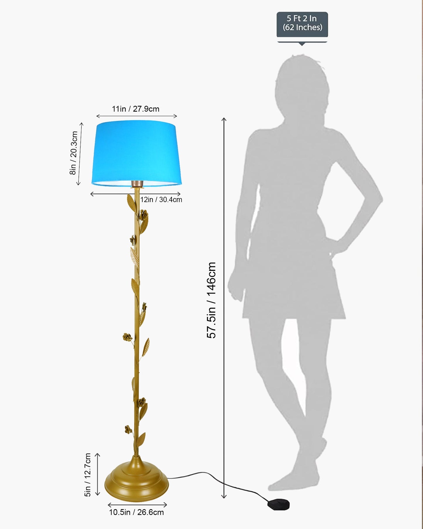 Contemporary Metal Floor Lamp,Contemporary Minimalist Standing Floor Light with Iron Legs, E27 Lamp Base, Modern Design Standing Light for Living Room,Bedroom,Antique Gold