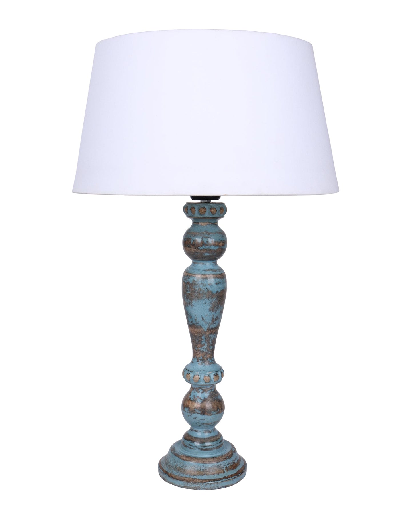 Eureka Polka Wood Table Lamp Bedside Distressed Living Room Light