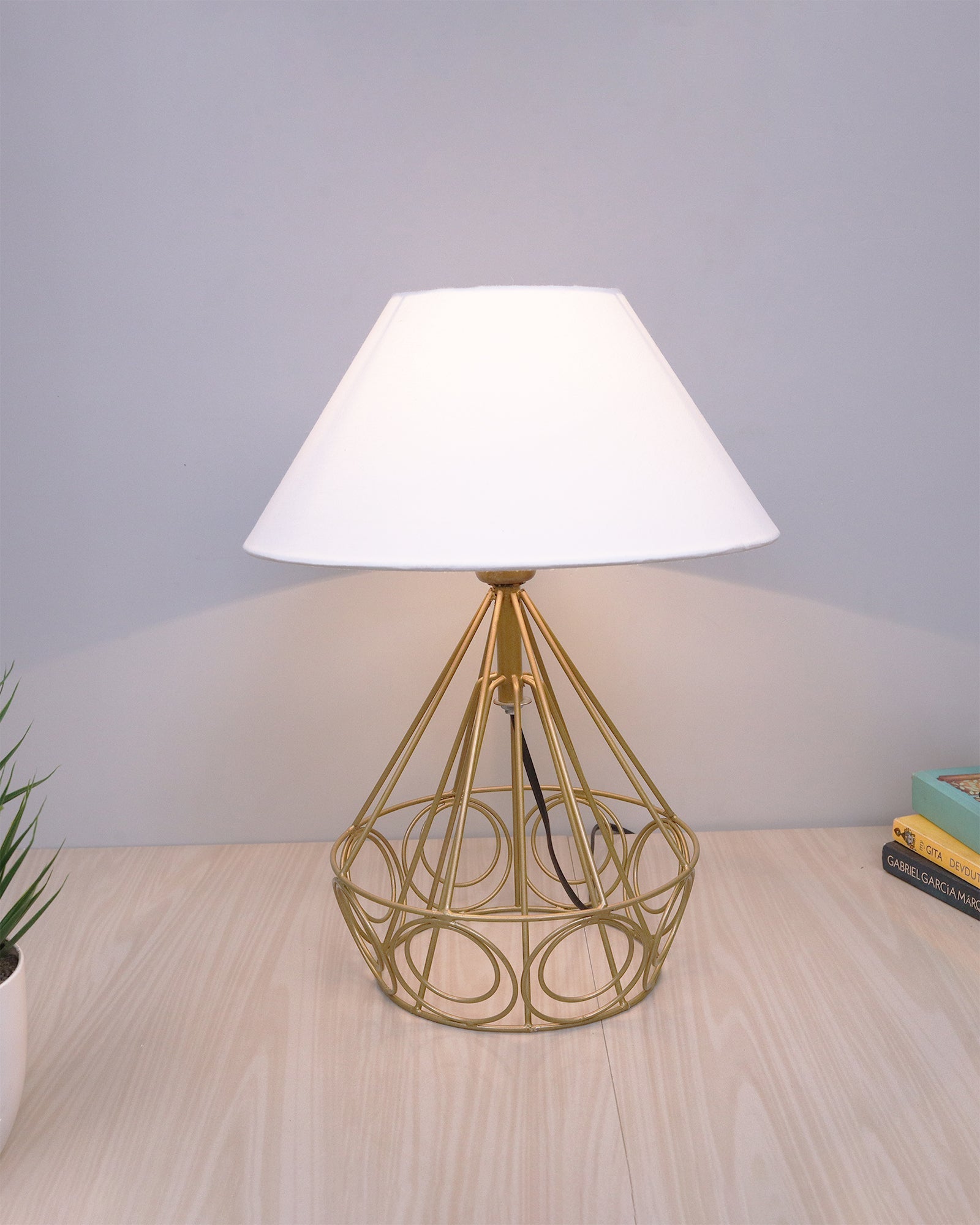 Modern Farmhouse Metal Golden Desk Table Lamp, Bedside Living Room