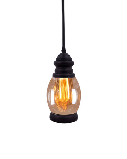 Oval Pendant Light with Amber Glass Jar Shade Matte Adjustable Hanging Lighting Fixture, Industrial Antique Pendant Lamp for Kitchen Island, Dining Room, Foyer, Farmhouse