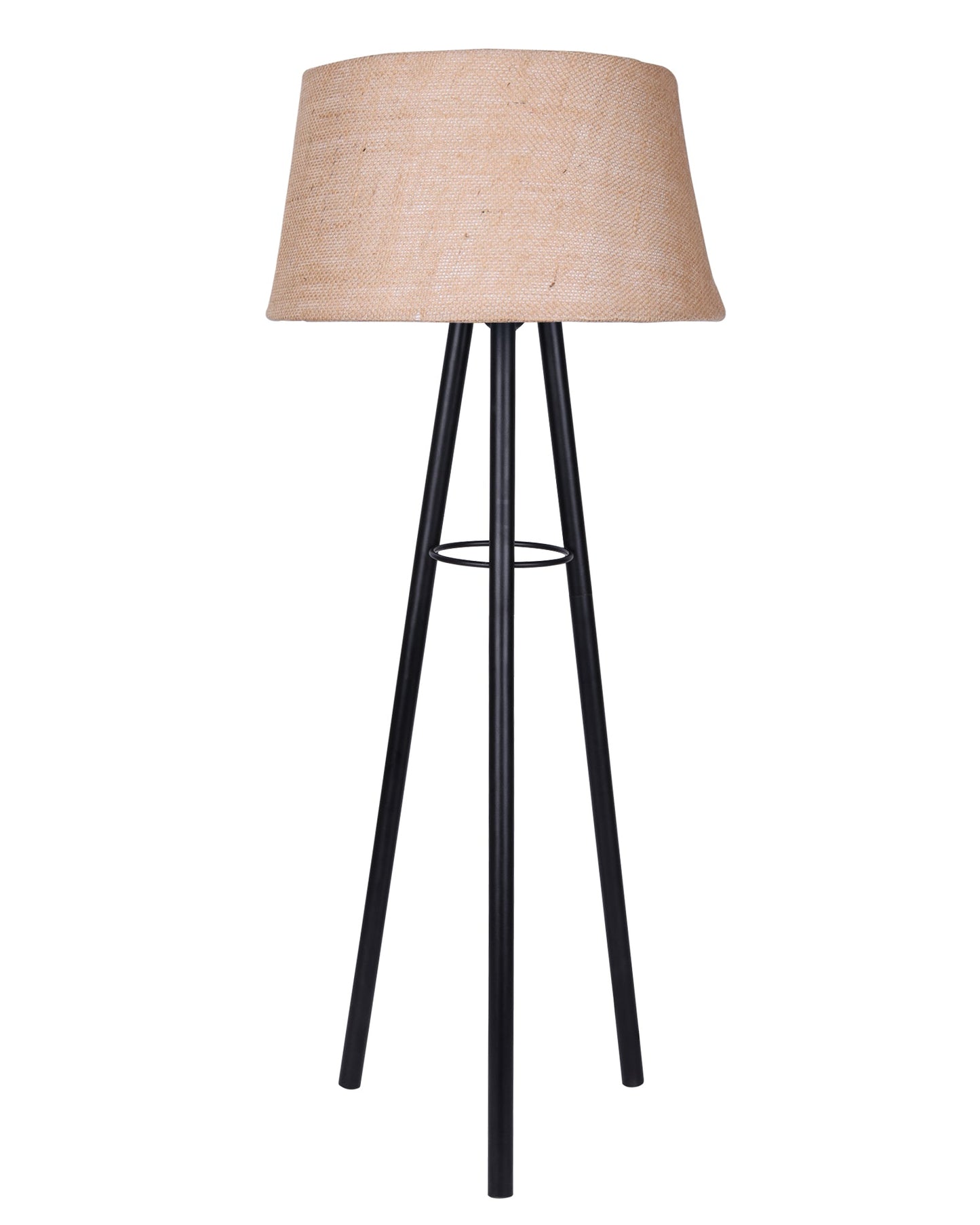 Mid Century Metal Tripod Table Lamp With jute Shade,Contemporary Minimalist Standing Floor, Table Light with 3 Iron Legs,E27 Lamp Base,Modern Design Standing Light for Living Room,Study Room and Bedroom
