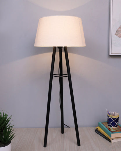 Mid Century Metal Tripod Table Lamp With jute Shade,Contemporary Minimalist Standing Floor, Table Light with 3 Iron Legs,E27 Lamp Base,Modern Design Standing Light for Living Room,Study Room and Bedroom
