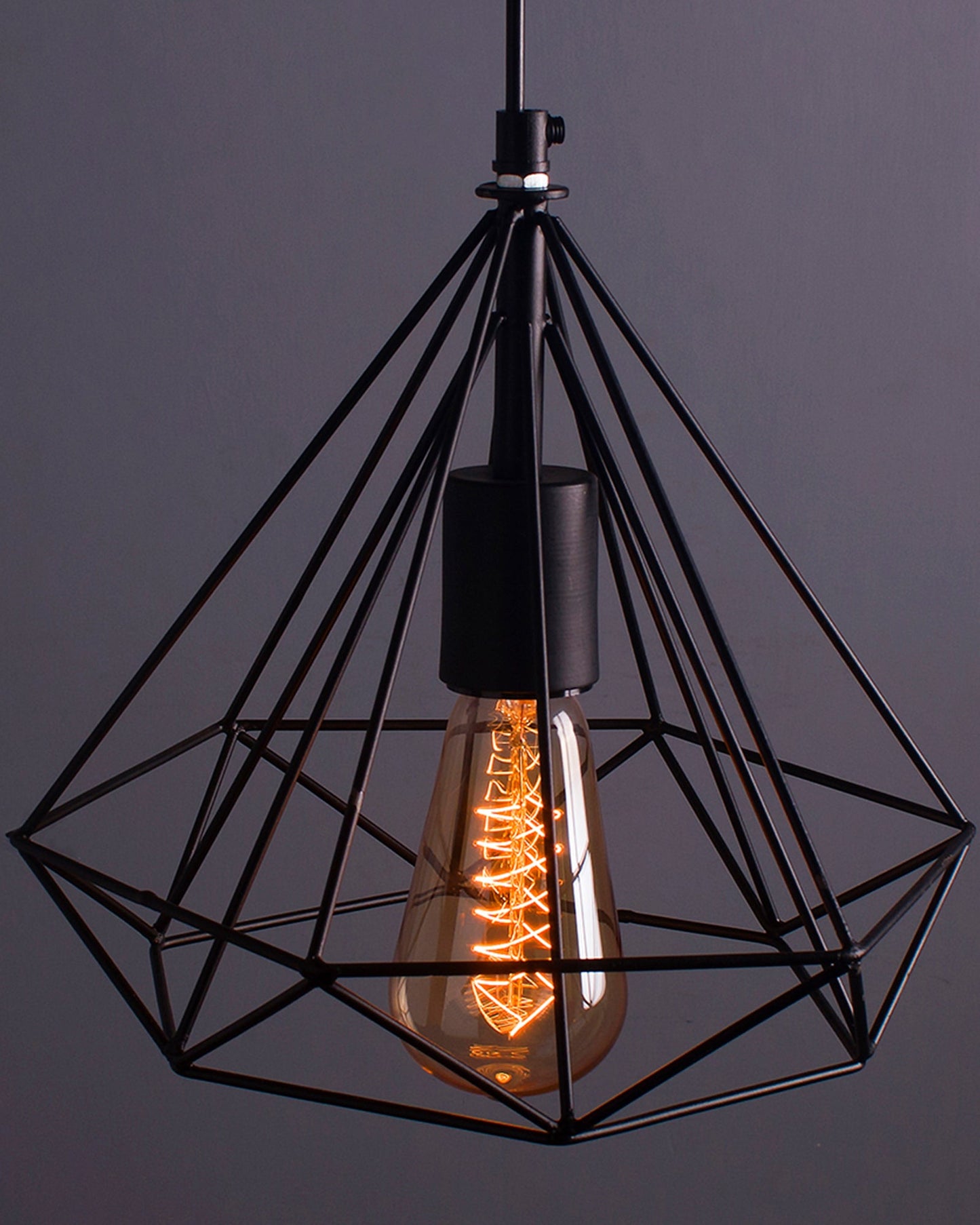 Black color metal Edison Filament Hanging DIAMOND caged, E27 Holder, Decorative, Urban Retro style,Ceiling Lamp