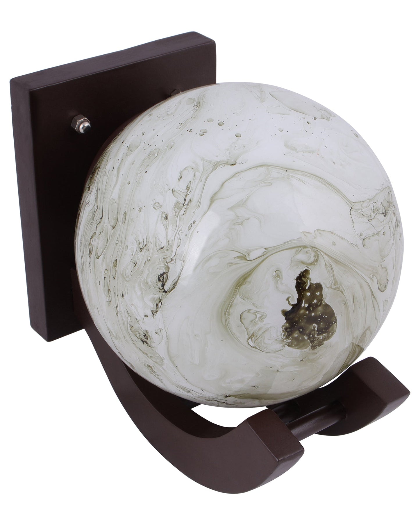 Nordic Wooden Wall Lamps, Zedo E27 Sconces with Marble Glass Shades