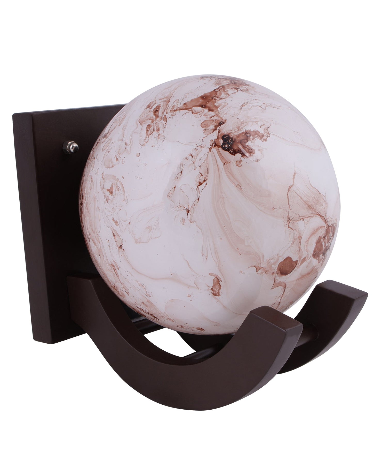 Nordic Wooden Wall Lamps, Zedo E27 Sconces with Marble Glass Shades
