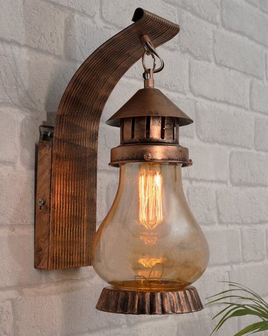 Rustic Wall Light Fixtures, Oil Rubbed Rust Finish Indoor Vintage Wall Sconce Industrial Lamp Fixture Glass Shade Farmhouse Metal Sconces for Bedroom Living Room Cafe