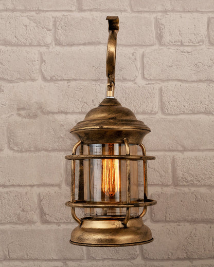 Rustic Wall Light Fixtures, Oil Rubbed Bronze Finish Indoor Vintage Wall Sconce Industrial Lamp Fixture Glass Shade Farmhouse Metal Sconces for Bedroom Living Room Cafe, Wall Cage Cylinder