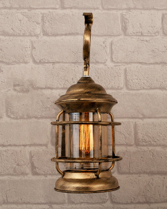 Rustic Wall Light Fixtures, Oil Rubbed Bronze Finish Indoor Vintage Wall Sconce Industrial Lamp Fixture Glass Shade Farmhouse Metal Sconces for Bedroom Living Room Cafe, Wall Cage Cylinder