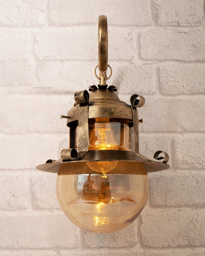 Rustic Wall Light Fixtures, Oil Rubbed Bronze Finish Indoor Vintage Wall Sconce Industrial Lamp Fixture Glass Shade Farmhouse Metal Sconces for Bedroom Living Room Cafe, Wall Globe Lantern