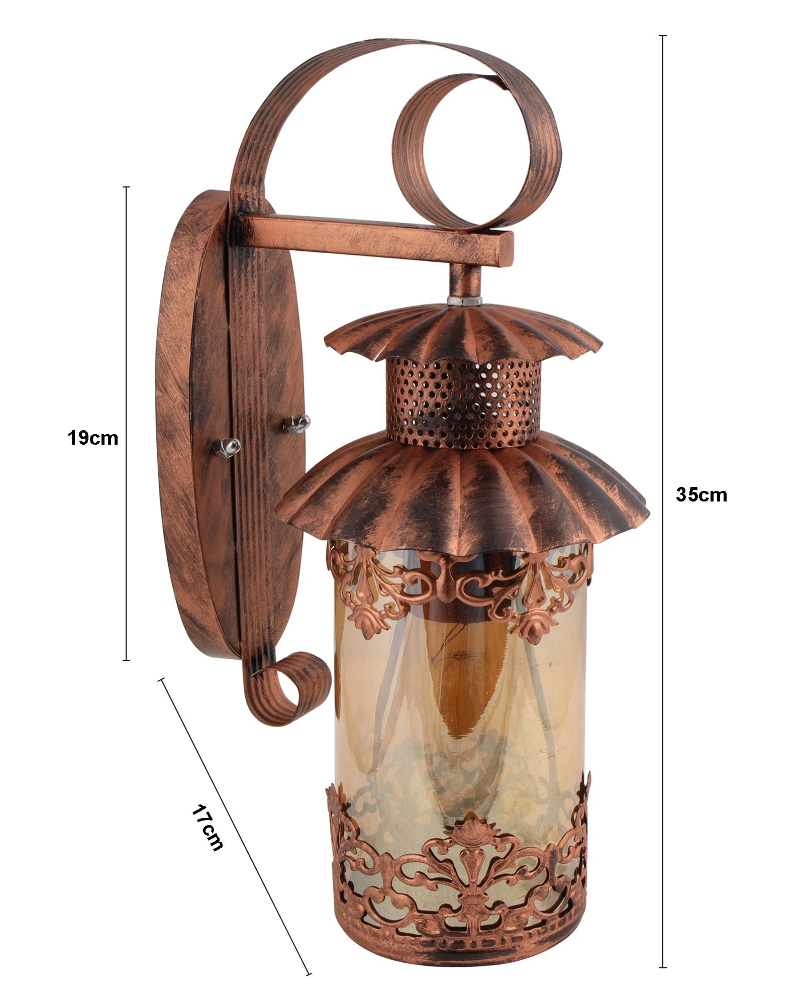 Rustic Wall Light Fixtures, Oil Rubbed Rust Finish Indoor Vintage Wall Sconce Industrial Lamp Fixture Glass Shade Farmhouse Metal Sconces for Bedroom Living Room Cafe, Wall Filgree Cylinder