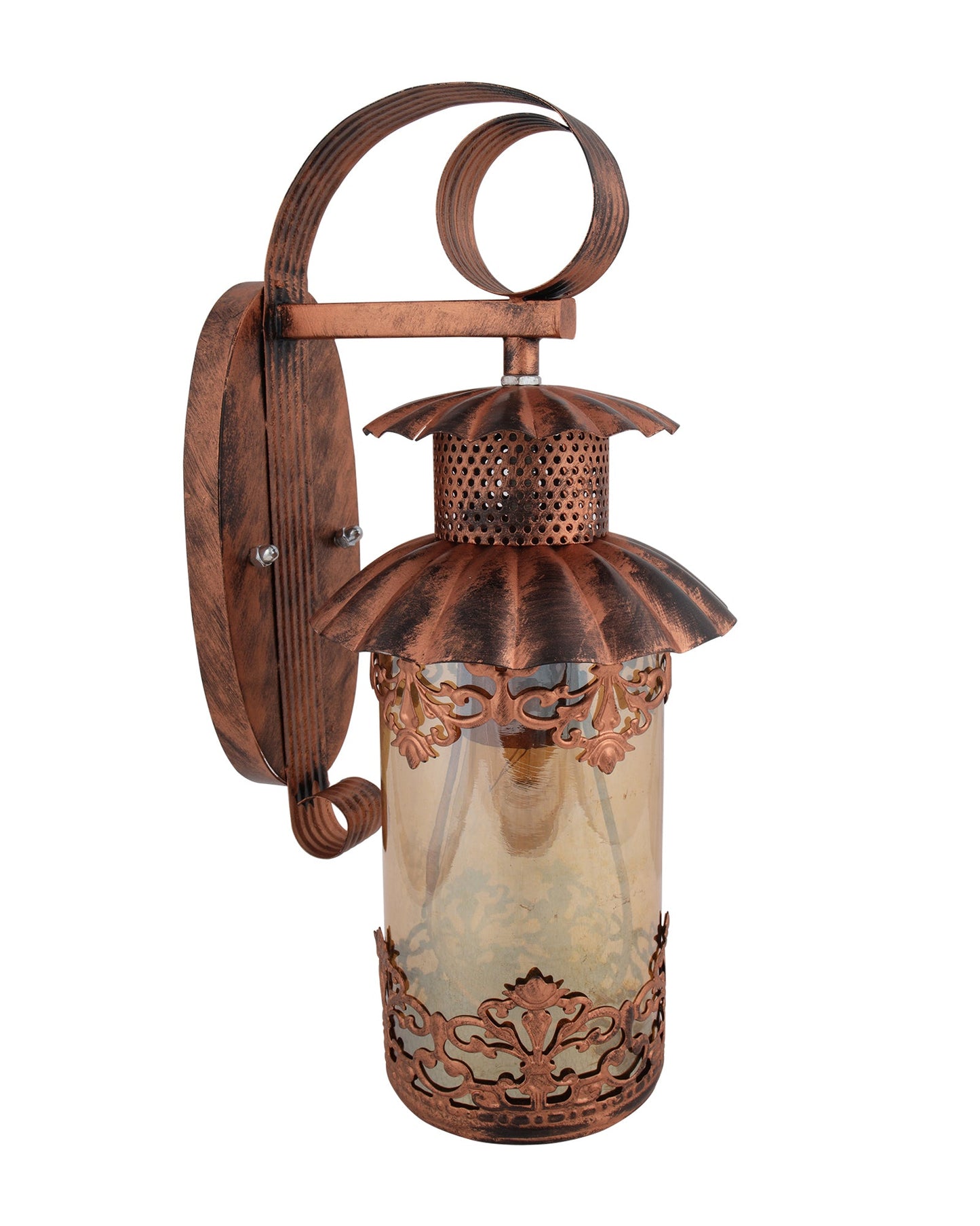 Rustic Wall Light Fixtures, Oil Rubbed Rust Finish Indoor Vintage Wall Sconce Industrial Lamp Fixture Glass Shade Farmhouse Metal Sconces for Bedroom Living Room Cafe, Wall Filgree Cylinder