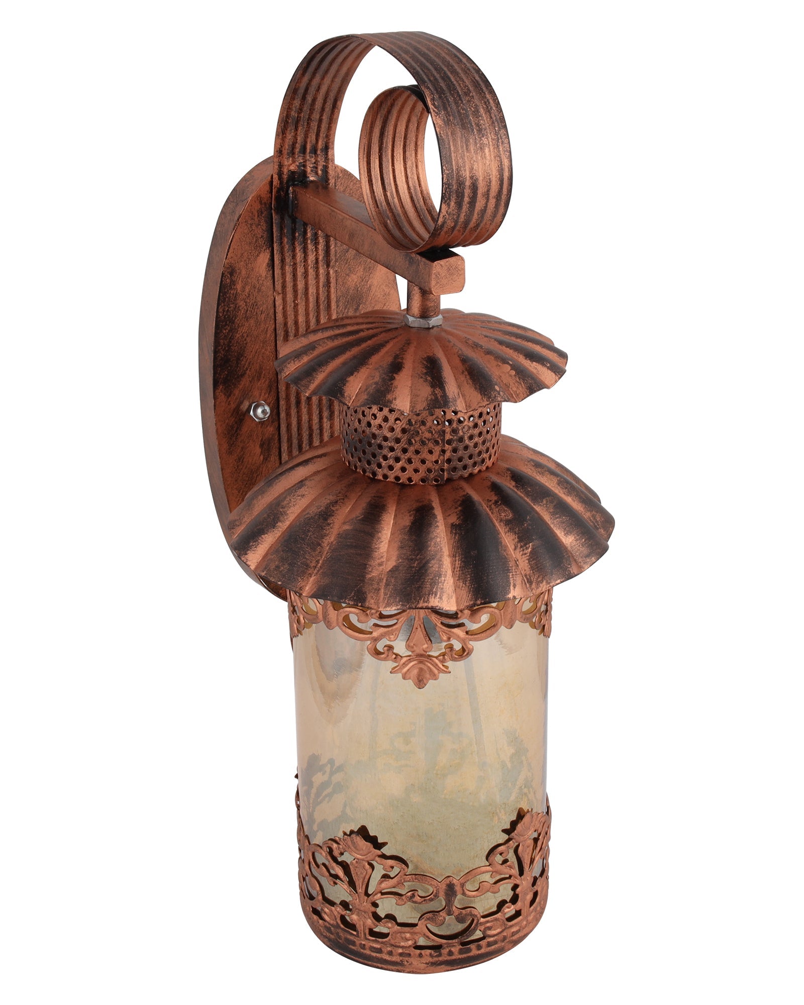 Rustic Wall Light Fixtures, Oil Rubbed Rust Finish Indoor Vintage Wall Sconce Industrial Lamp Fixture Glass Shade Farmhouse Metal Sconces for Bedroom Living Room Cafe, Wall Filgree Cylinder