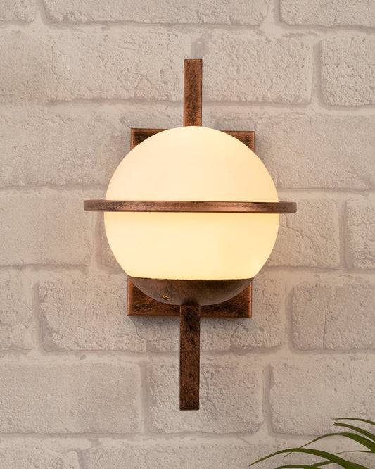 Rustic Wall Light Fixtures, Oil Rubbed Rust Finish Indoor Vintage Wall Sconce Industrial Lamp Fixture Glass Shade Farmhouse Metal Sconces for Bedroom Living Room Cafe, Wall Frost Globe